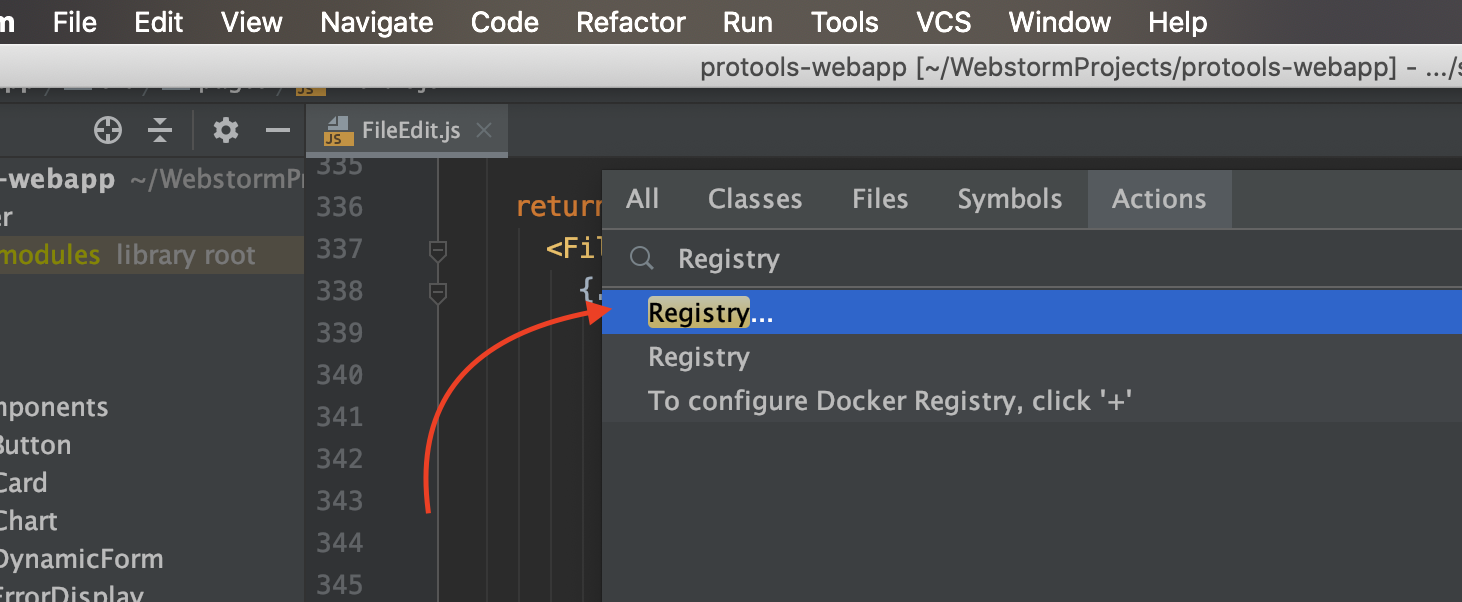 type registry and open it