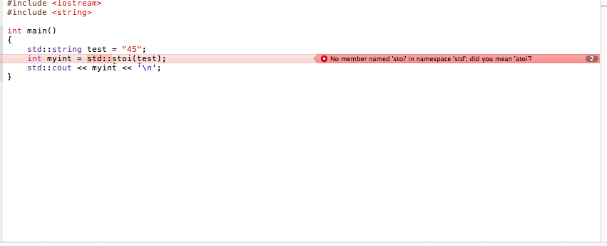 no member named stoi in namespace 'std'