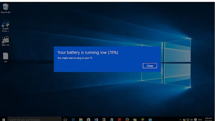 How to enable low battery notification alert in windows 10