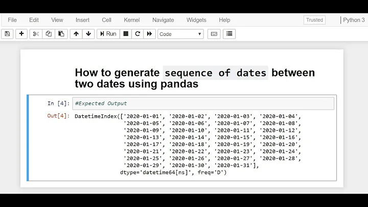 Python - How to generate sequence of dates between two dates using pandas ?