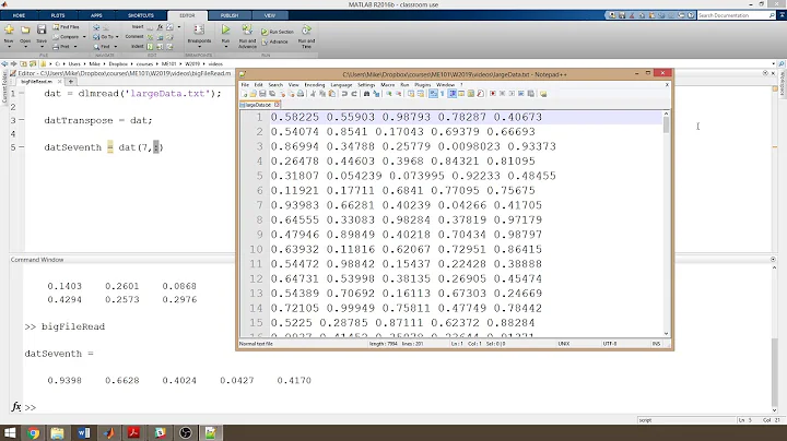 MATLAB 11 accessing rows and columns