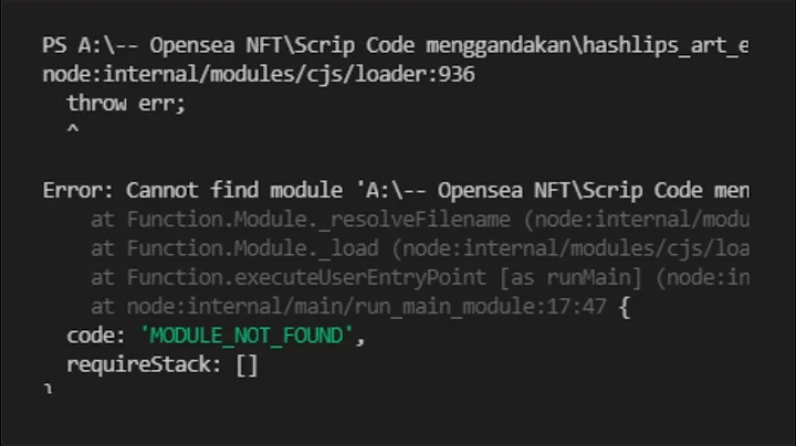 MODULE NOT FOUND - solution on haslips generates image