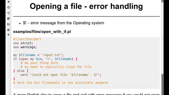 Beginner Perl Maven tutorial: 3.4 - Open file with error handling