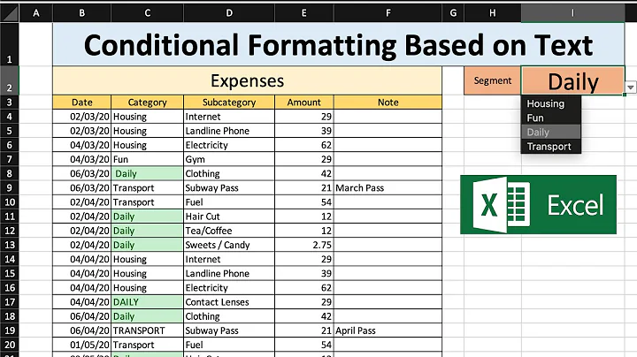 Conditional Formatting based on Text in Another Cell - Tutorial