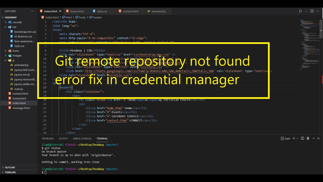 Git remote repository not found error fix in credential manager