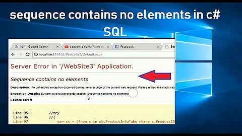 sequence contains no elements in c# sql