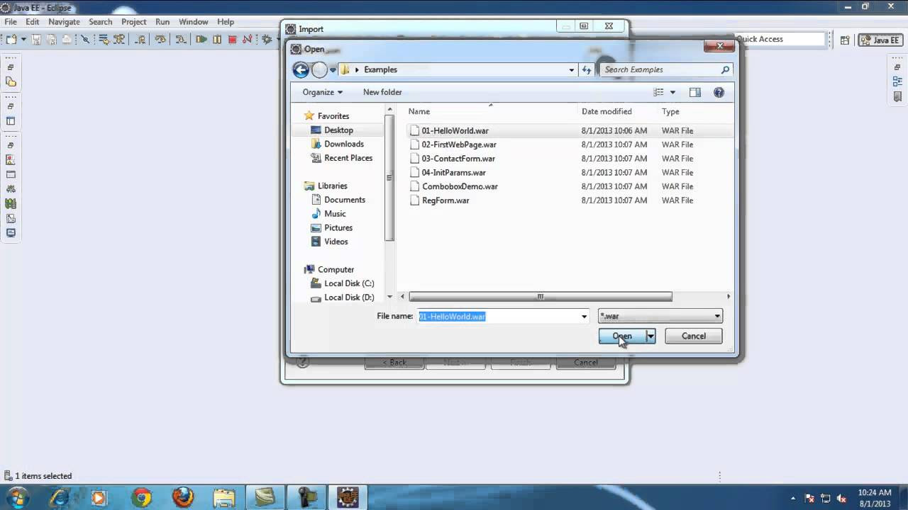 01 -  Importing a WAR file and running java project using eclipse ide