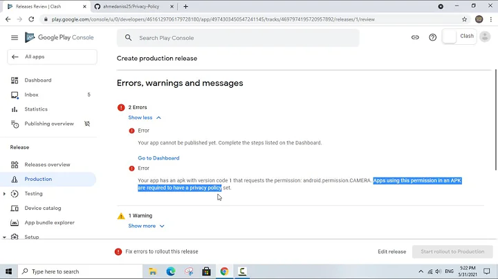 Your APK Is Using Permissions That Require A Privacy Policy