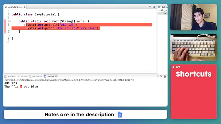 Java Escape Sequences \" \\ \t \n