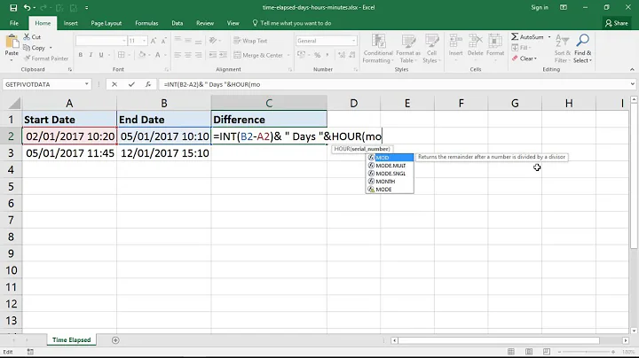 Excel Formula for Time Elapsed in Days, Hours and Minutes