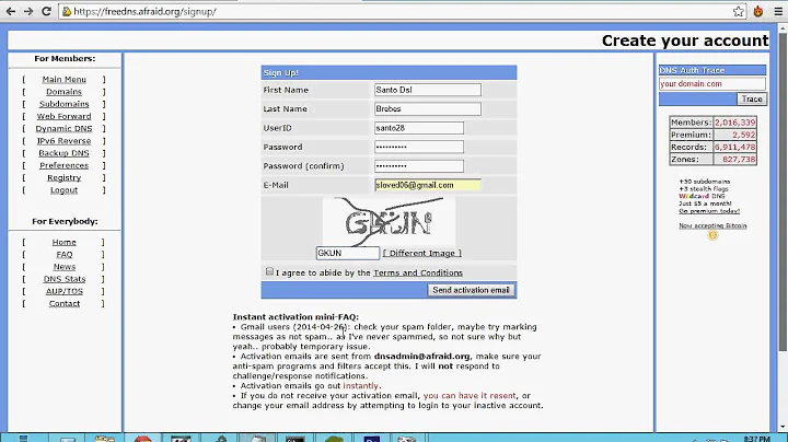 Get Activ You Domain or FreeDns.Afraid.org
