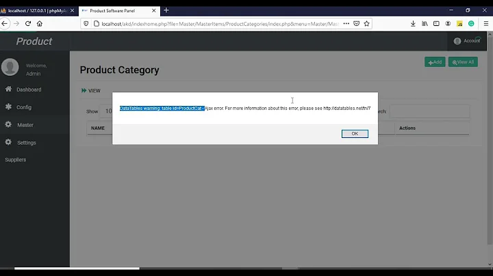DataTables warning: table id=TableID - Invalid JSON response.