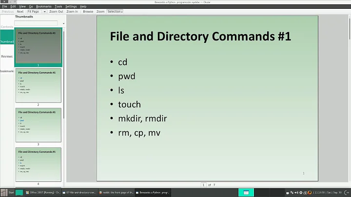 07 - File and Directory Commands, Part1: cd, pwd, ls, touch, mkdir, rmdir, rm, cp, mv