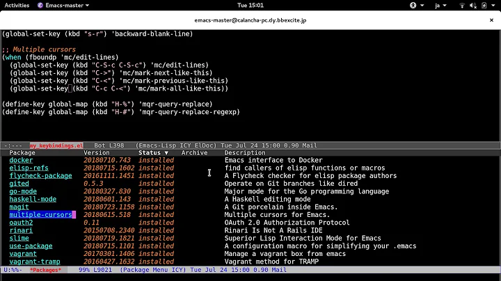 Multiple cursors in Emacs