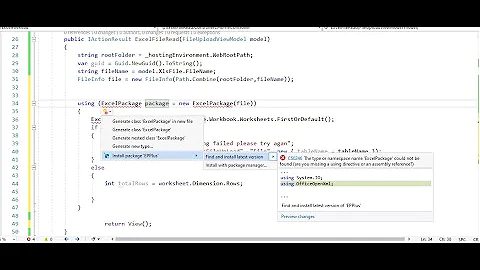 How to read excel (.xlsx) file records in C# using asp.net core MVC