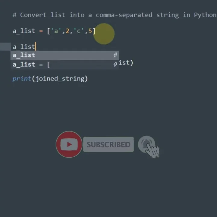 How to Convert list into a comma separated string in Python #shorts