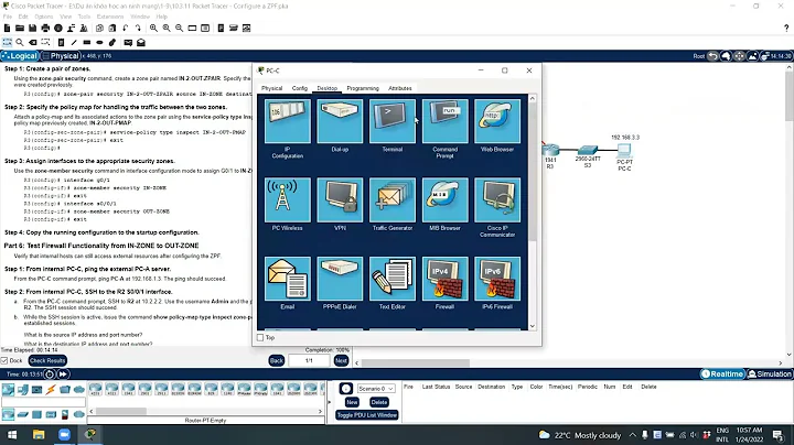 10.3.11 Packet Tracer – Configure a ZPF Answers