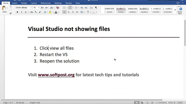 Visual studio not showing files | bin, obj,  sln,  csproj file missing