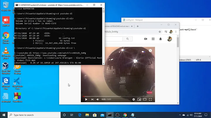 youtube-dl default configuration file on Windows