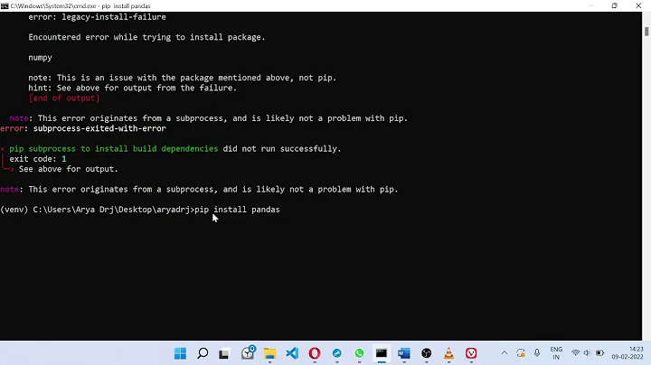 Pandas Error | subprocess-exited-with-error | No matching distribution found for pandas | Aryadrj