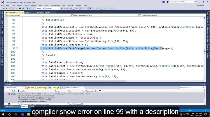 How to Fix winForm Designer Error