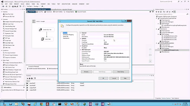 MSSQL - SSIS Understanding Input and Output Parameters OLEDB vs ADO