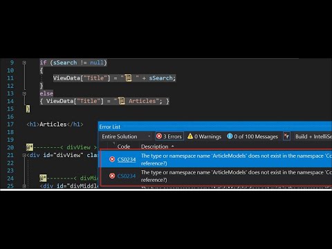 ✅ Error: The type or namespace name Models does not exist in the namespace Models Asp Core View c#
