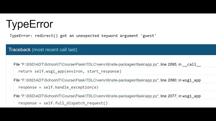 TypeError: redirect() got an unexpected keyword argument | Flask | Python