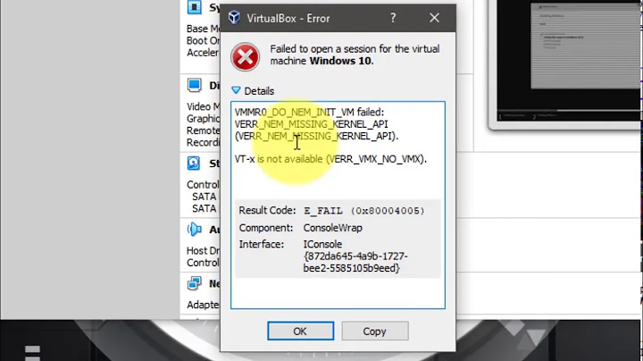 How to Fix VirtualBox VM_Failed: VT-x is not available. Error Code (0xc80004005)