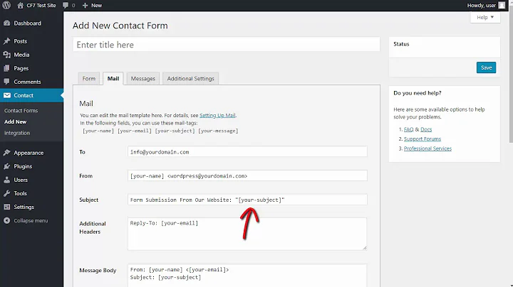 Contact Form 7 email Settings