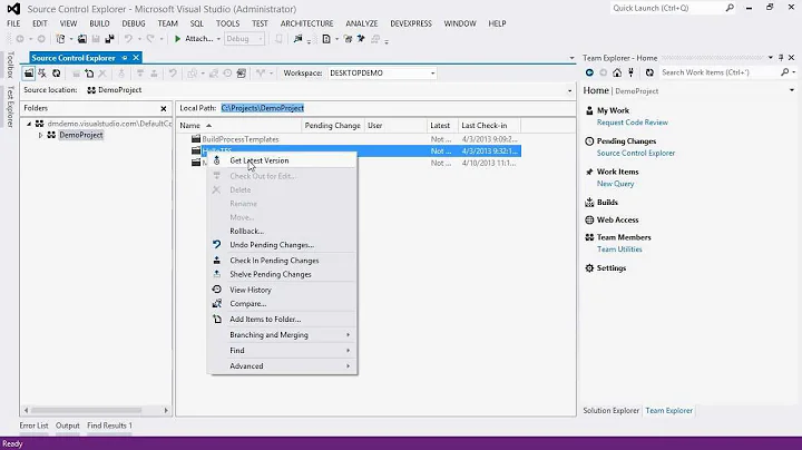 Getting to know TFS source control