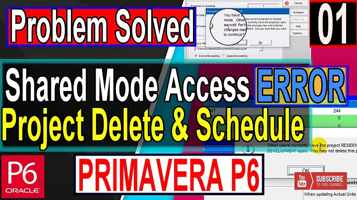 Problem Solved Fix SQLite Shared Mode Access Level | Scheduling Project  Delete Error Primavera P6 |