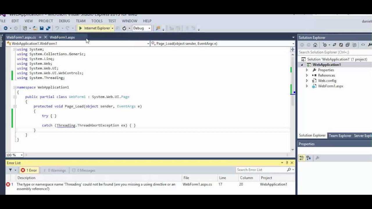 How to fix error - The type or namespace name 'Threading' could not be found (are you missing a usin